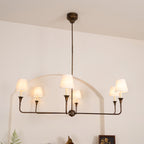 Modern Chandelier Light Metal Adjustable Height Black Finish 8