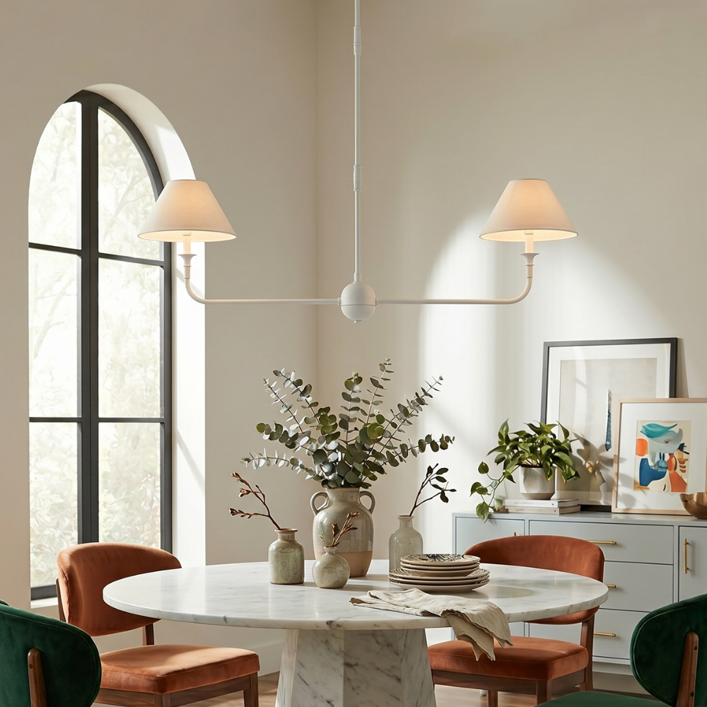 Modern Chandelier Light Metal Adjustable Height  Finish 91