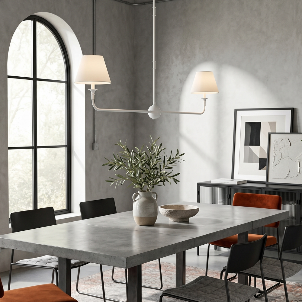 Modern Chandelier Light Metal Adjustable Height  Finish 92