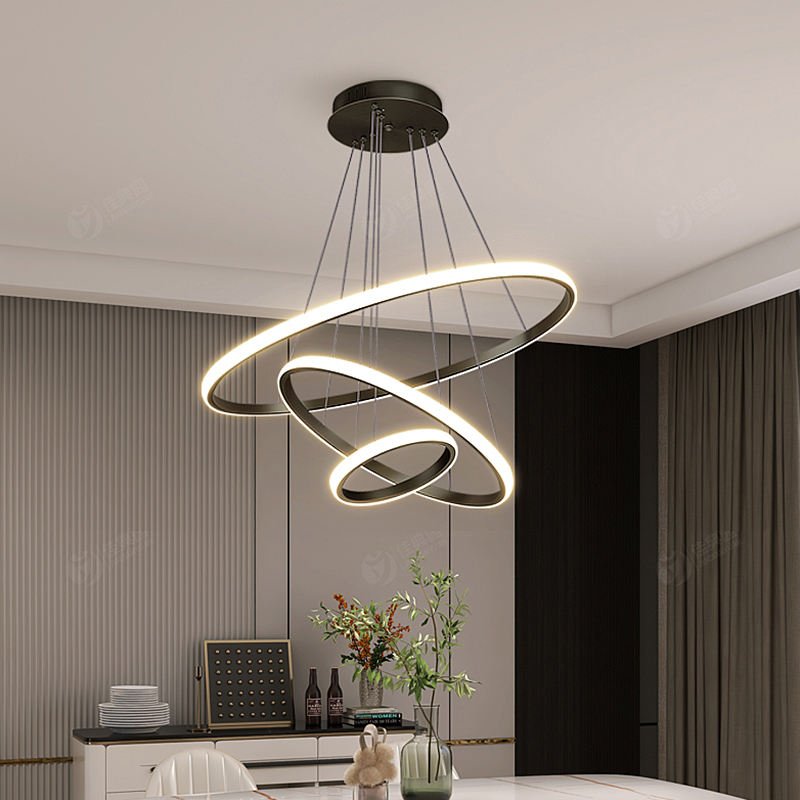 Modern Chandelier Light with Adjustable Three-Ring Design – Stylish Hanging Light Fixture for Contemporary Spaces 0