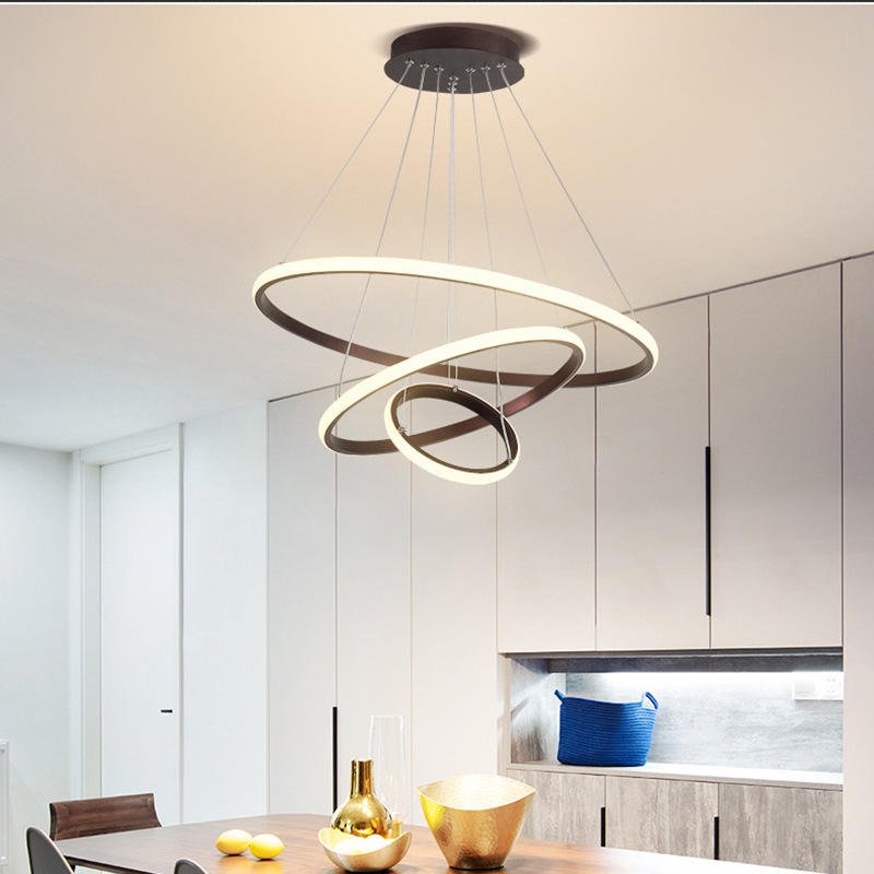 Modern Chandelier Light with Adjustable Three-Ring Design – Stylish Hanging Light Fixture for Contemporary Spaces 4