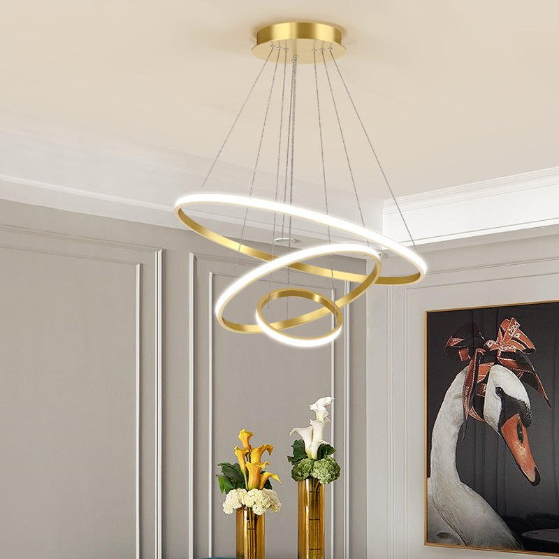 Modern Chandelier Light with Adjustable Three-Ring Design – Stylish Hanging Light Fixture for Contemporary Spaces 7