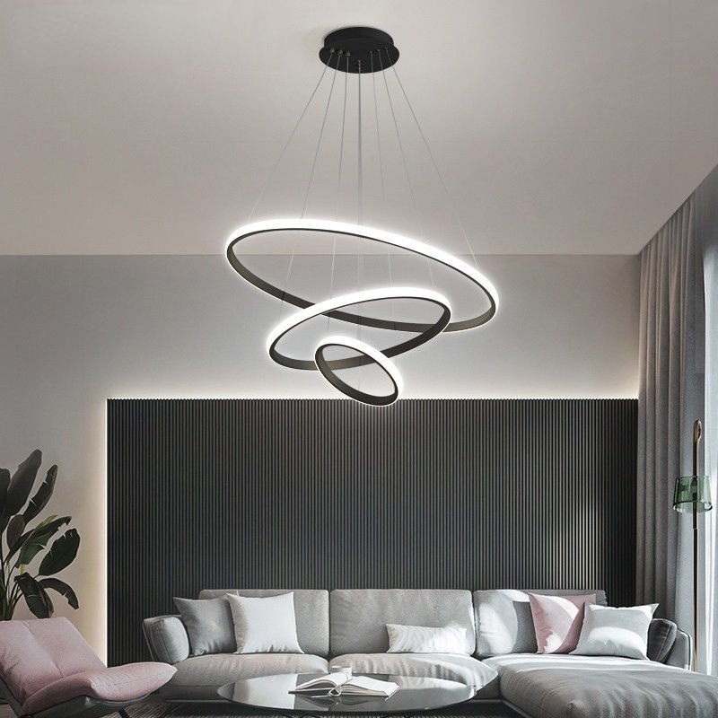 Modern Chandelier Light with Adjustable Three-Ring Design – Stylish Hanging Light Fixture for Contemporary Spaces 8