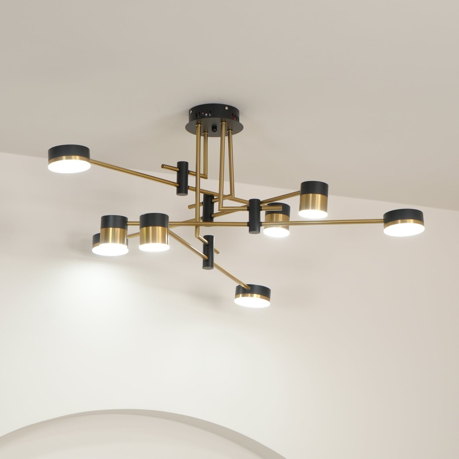Modern Chandelier Metal Adjustable Height Integrated LED 4