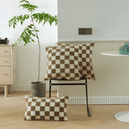 Modern Checkered Cushion Cover – Matcha Green and Coffee Brown, Soft Polyester, Hidden Zipper, Stylish Home Accent 10