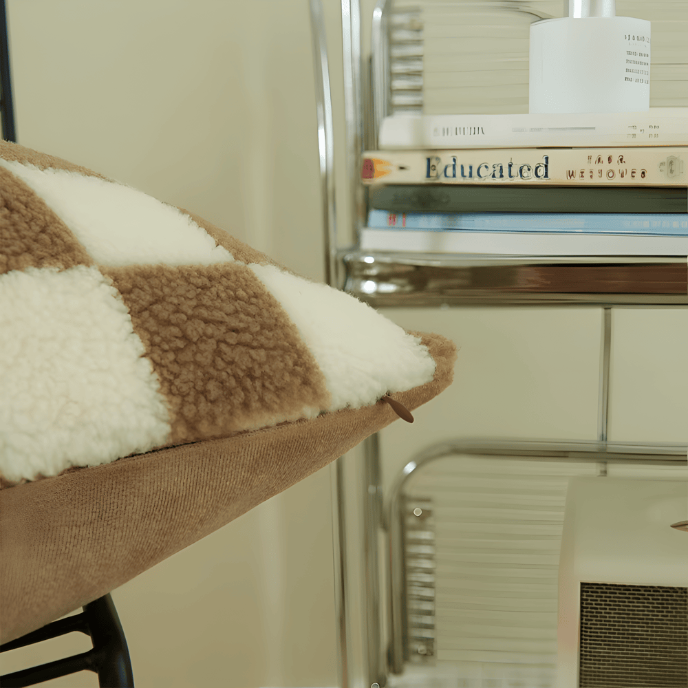 Modern Checkered Cushion Cover – Matcha Green and Coffee Brown, Soft Polyester, Hidden Zipper, Stylish Home Accent 2