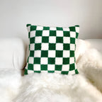 Modern Checkered Cushion Cover – Matcha Green and Coffee Brown, Soft Polyester, Hidden Zipper, Stylish Home Accent 5