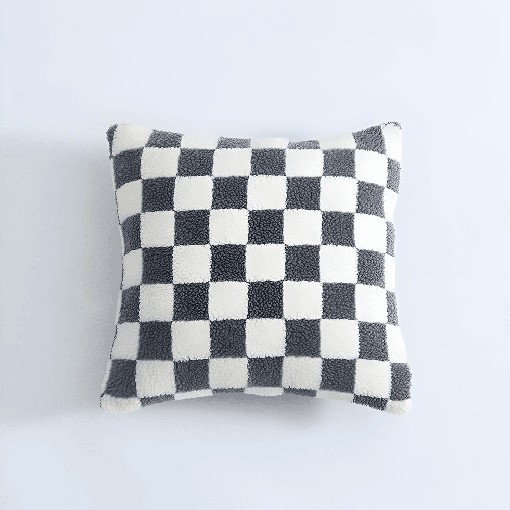 Modern Checkered Cushion Cover – Matcha Green and Coffee Brown, Soft Polyester, Hidden Zipper, Stylish Home Accent 6