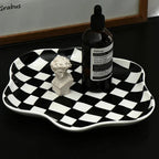 Modern Checkered Serving Tray Ceramic 5