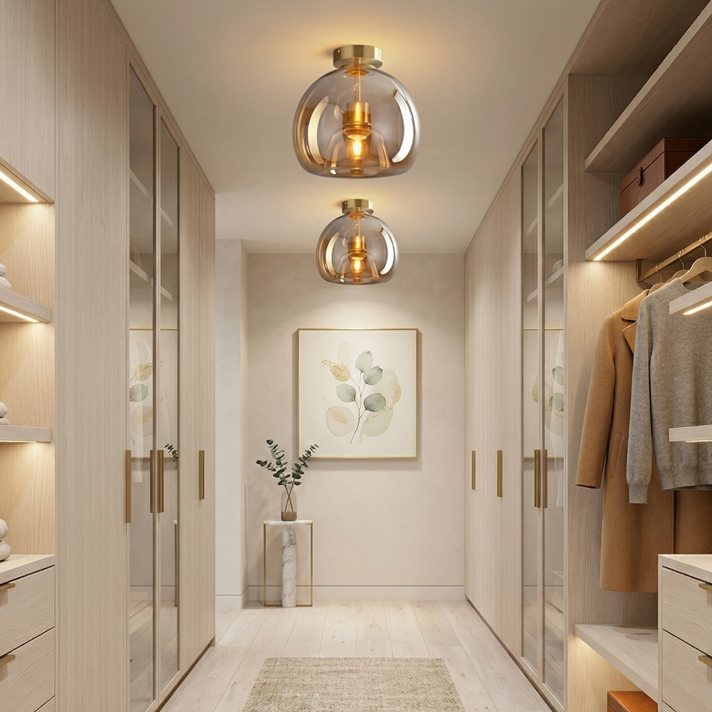 Modern Copper Flush Mount Ceiling Light Fixture for Hallway and Living Room 98