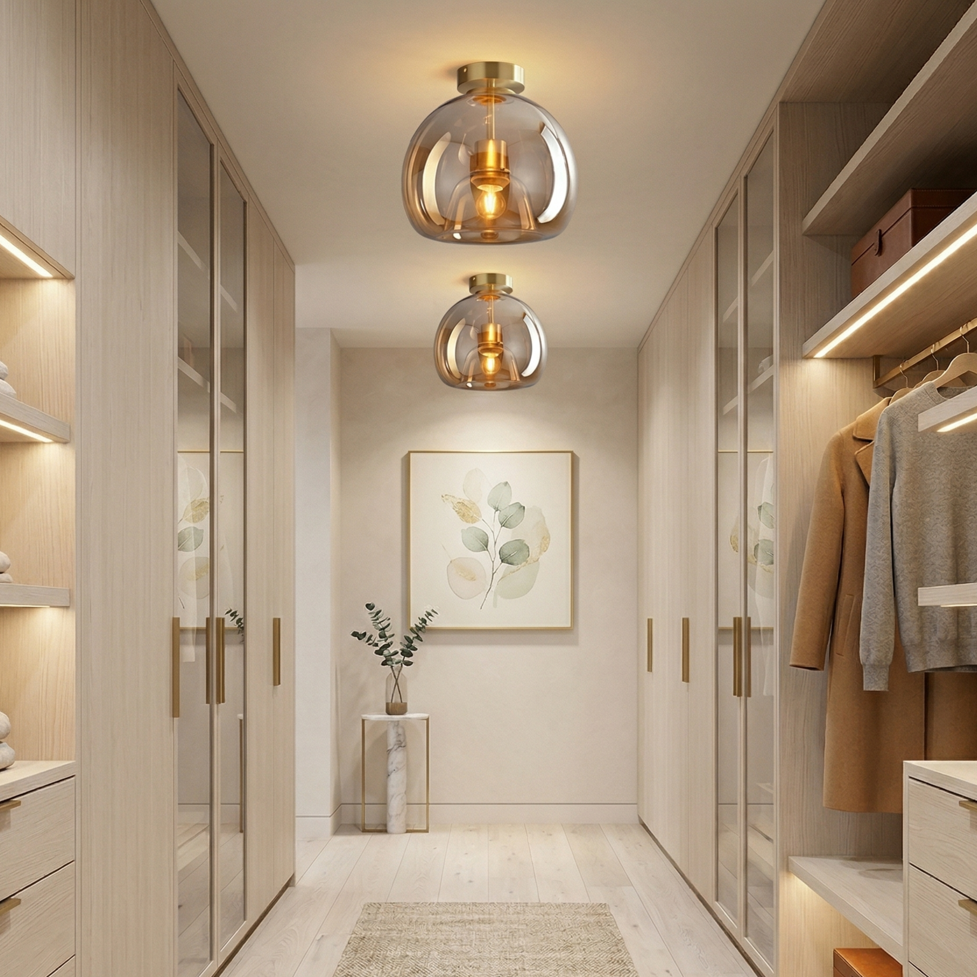 Modern Copper Flush Mount Ceiling Light Fixture for Hallway and Living Room 98