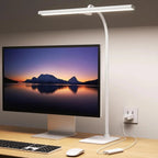 Modern Dimmable Desk Lamp with Gooseneck Frosted Glass White 2