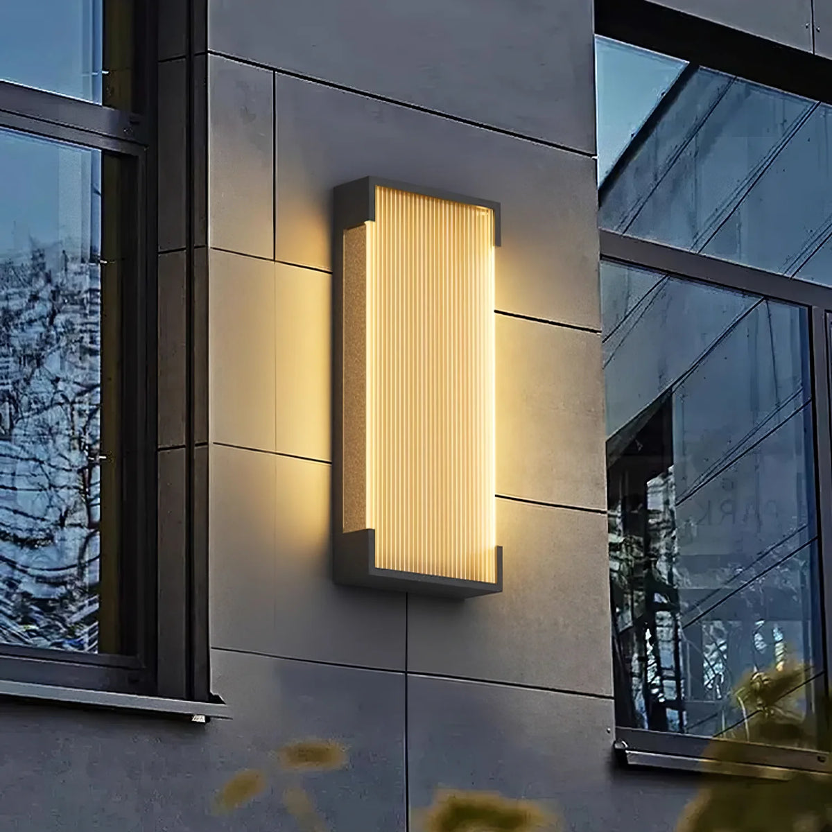 Black Stainless Steel Outdoor Wall Light Ribbed Panel IP65 Dimmable Modern Patio Garden Home Decor - Stack & Clear 5