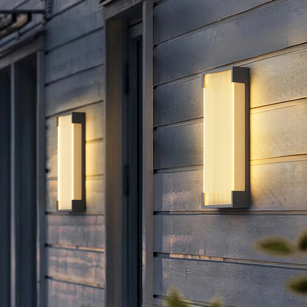 Black Stainless Steel Outdoor Wall Light Ribbed Panel IP65 Dimmable Modern Patio Garden Home Decor - Stack & Clear 6