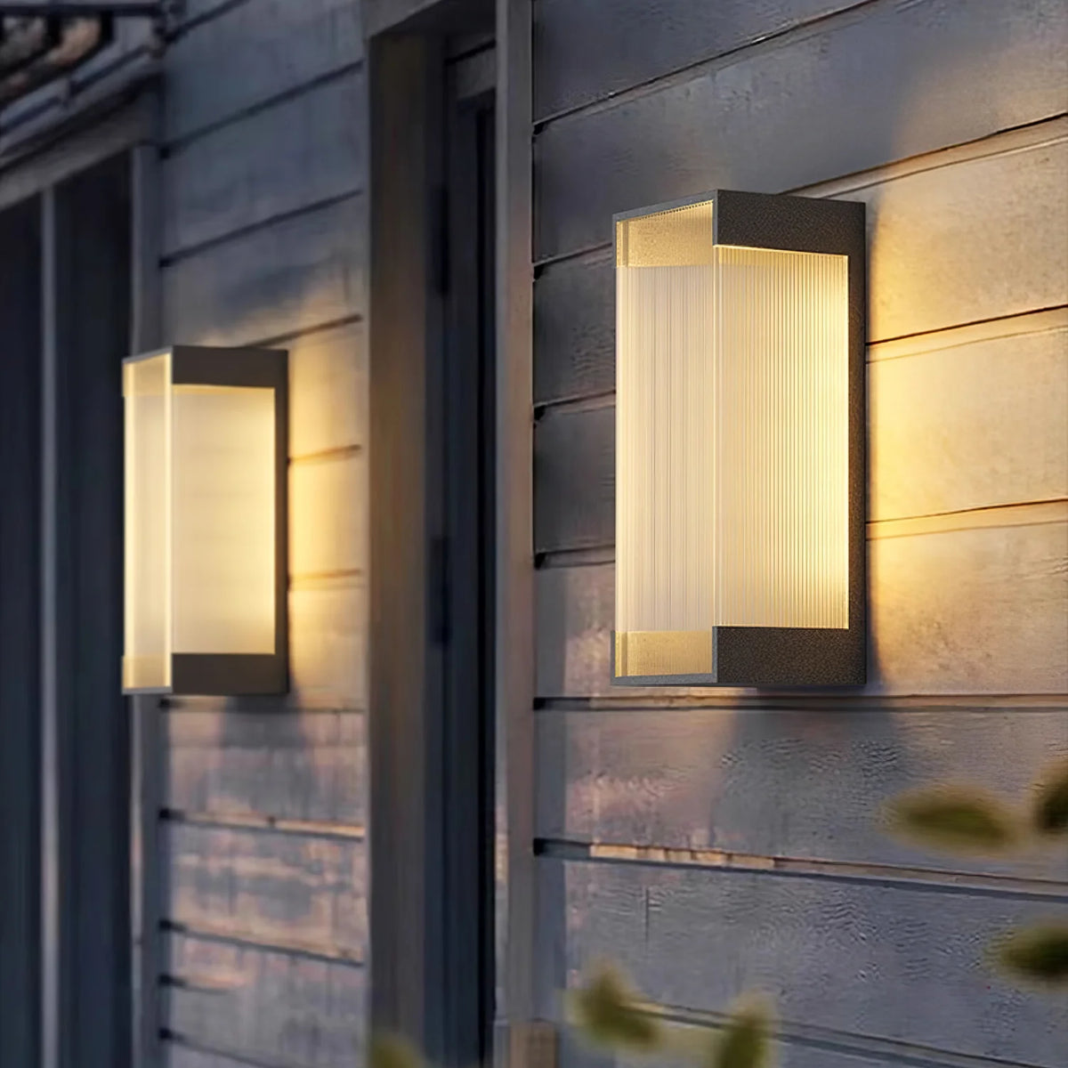 Black Stainless Steel Outdoor Wall Light Ribbed Panel IP65 Dimmable Modern Patio Garden Home Decor - Stack & Clear 7