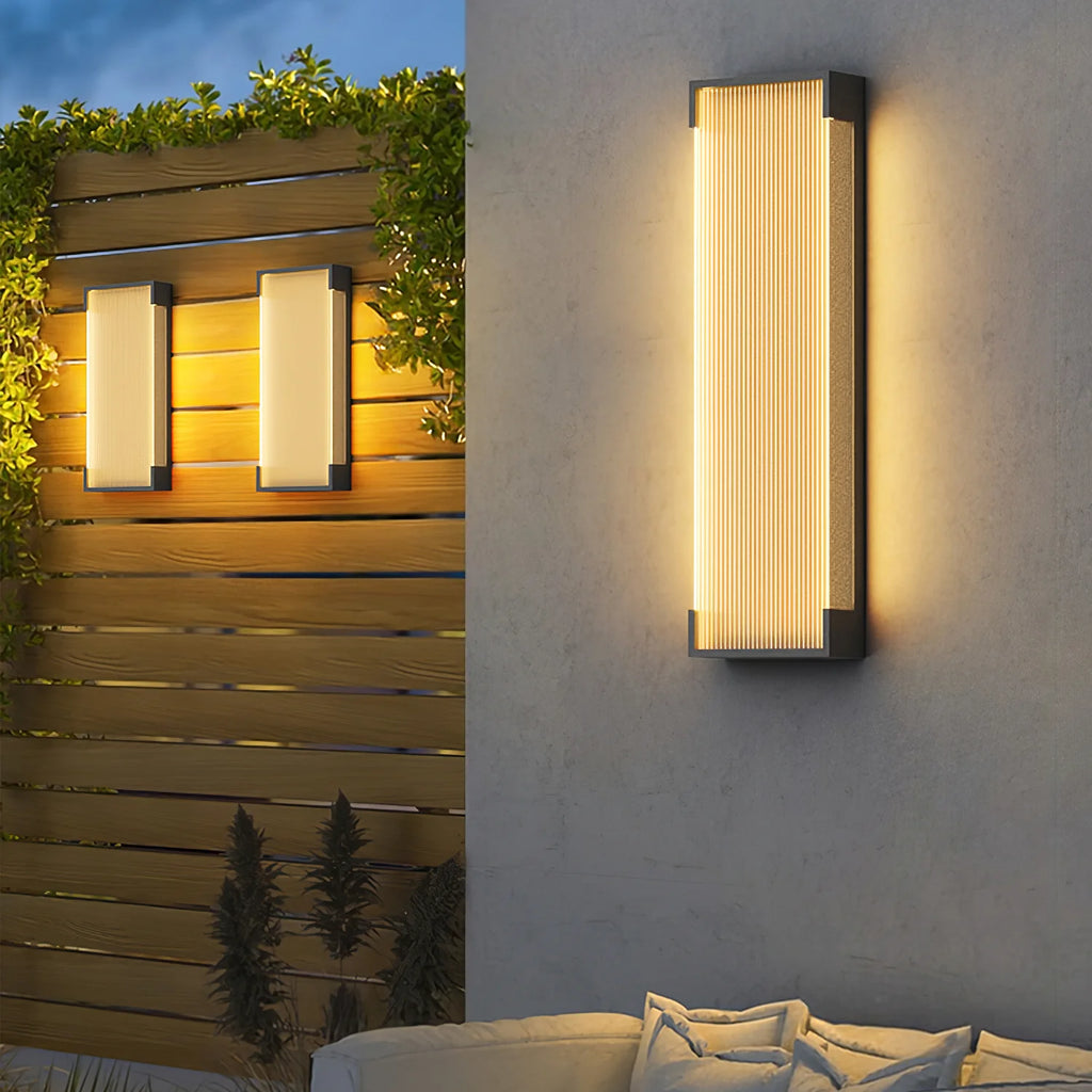Black Stainless Steel Outdoor Wall Light Ribbed Panel IP65 Dimmable Modern Patio Garden Home Decor - Stack & Clear 8