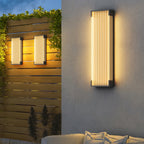 Black Stainless Steel Outdoor Wall Light Ribbed Panel IP65 Dimmable Modern Patio Garden Home Decor - Stack & Clear 8