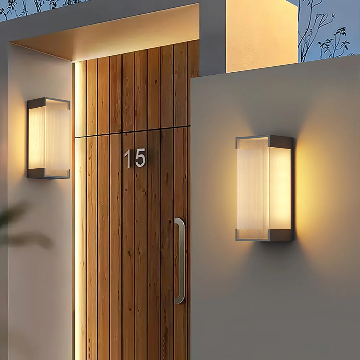 Black Stainless Steel Outdoor Wall Light Ribbed Panel IP65 Dimmable Modern Patio Garden Home Decor - Stack & Clear 9