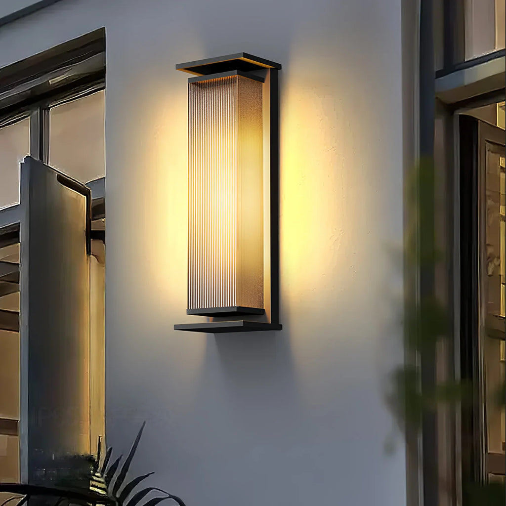 Black Stainless Steel Outdoor Wall Light Rectangular IP65 Dimmable Modern Patio Garden Home Decor - Stack & Clear 7