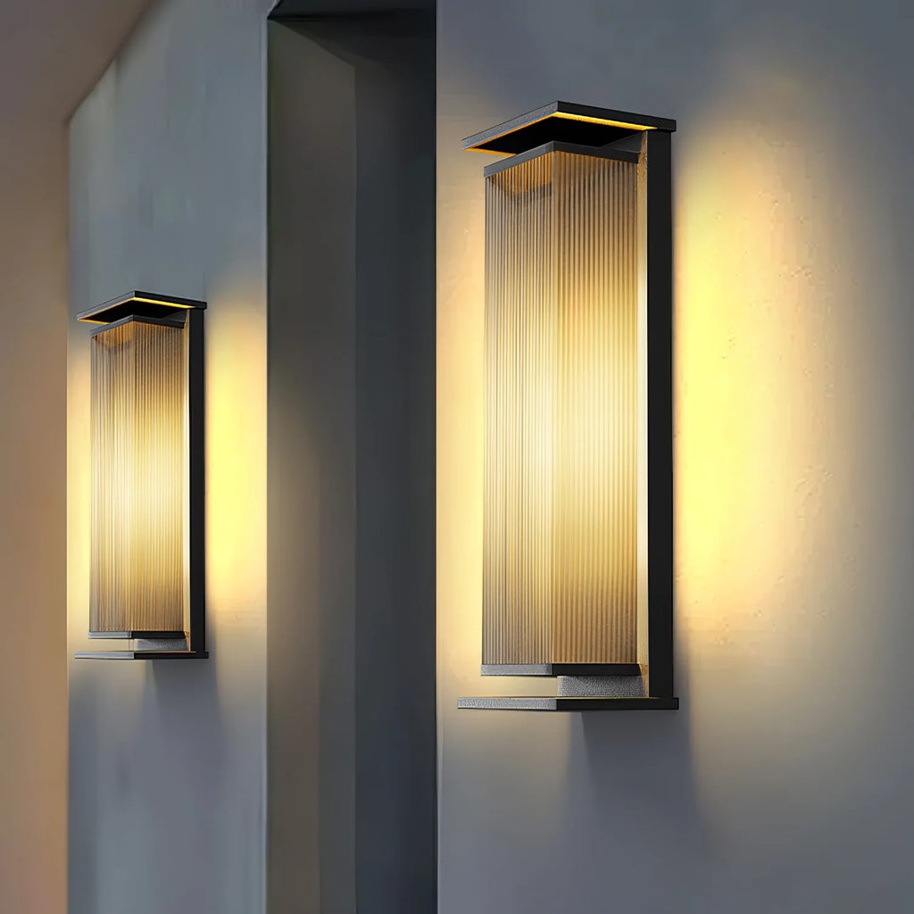Black Stainless Steel Outdoor Wall Light Rectangular IP65 Dimmable Modern Patio Garden Home Decor - Stack & Clear 8