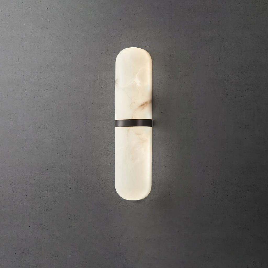 Modern Dimmable Wall Sconce Alabaster Brass Finish 11