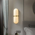 Modern Dimmable Wall Sconce Alabaster Brass Finish 2