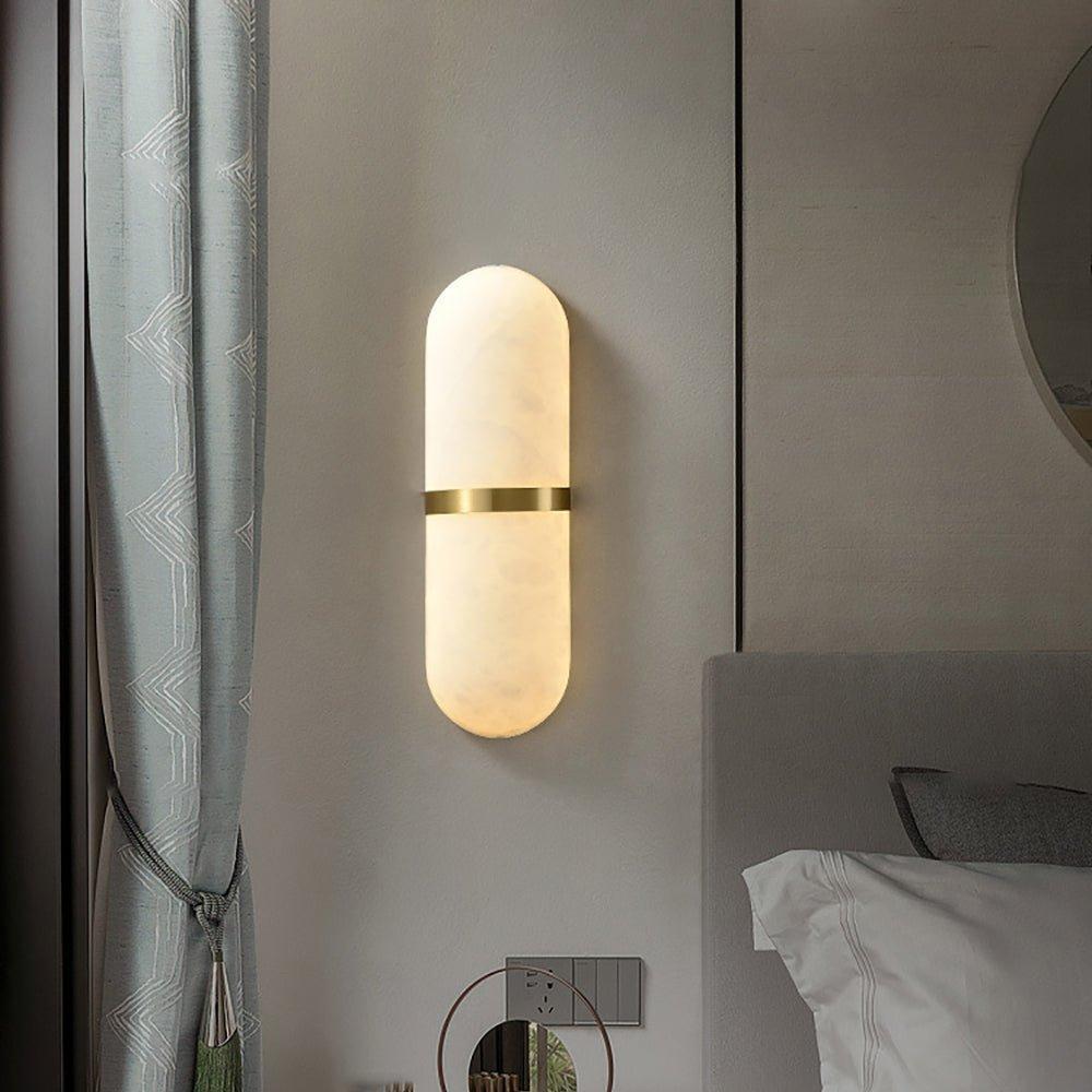 Modern Dimmable Wall Sconce Alabaster Brass Finish 2