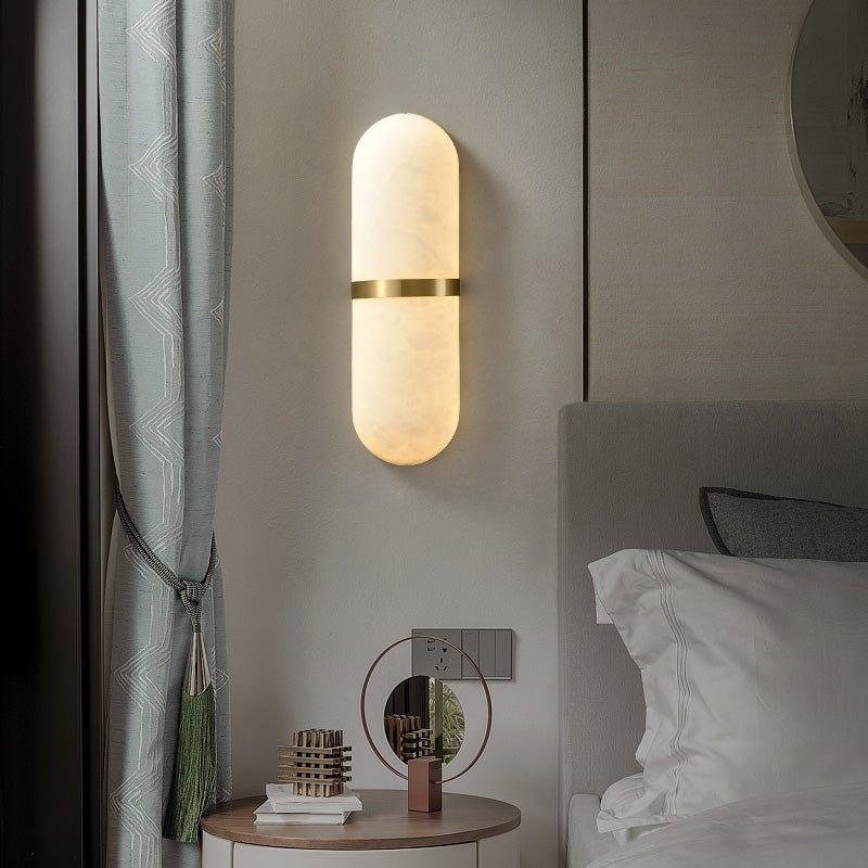 Modern Dimmable Wall Sconce Alabaster Brass Finish 3