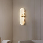 Modern Dimmable Wall Sconce Alabaster Brass Finish 4