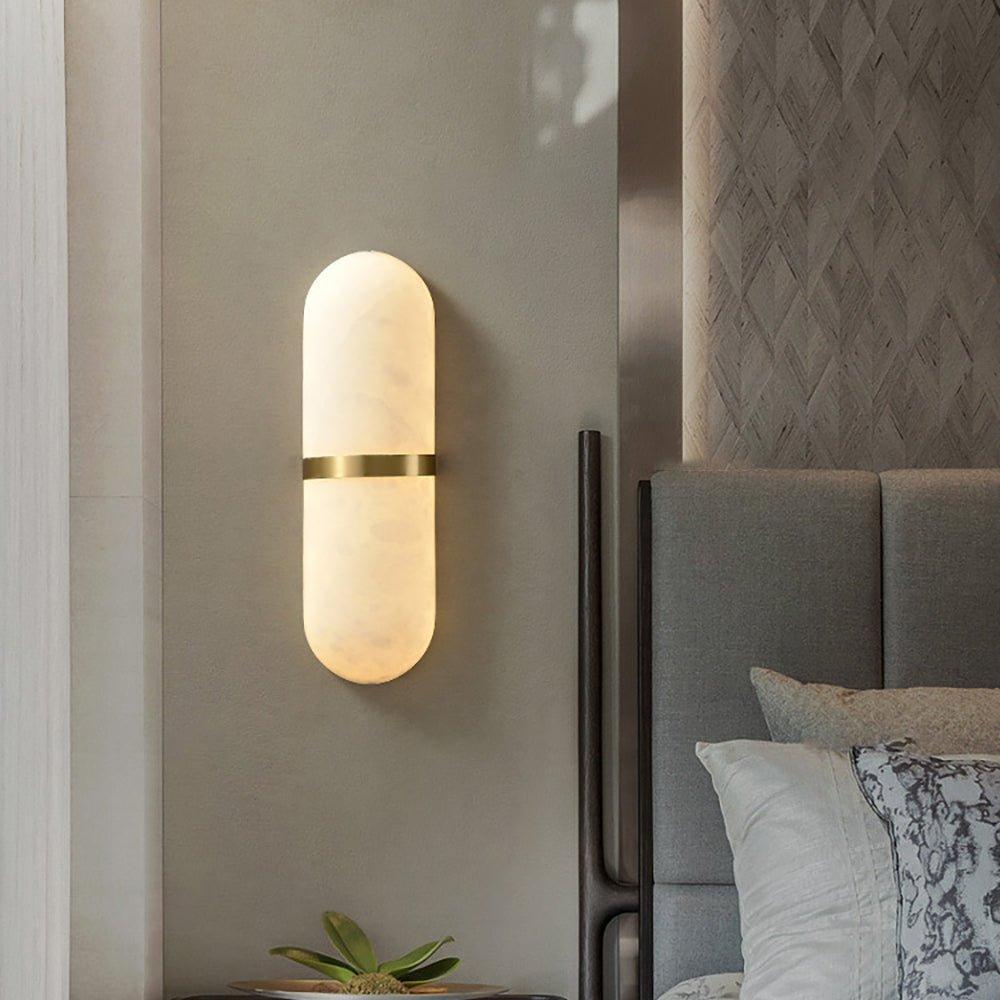 Modern Dimmable Wall Sconce Alabaster Brass Finish 5