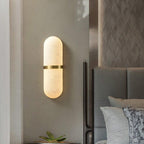 Modern Dimmable Wall Sconce Alabaster Brass Finish 5
