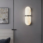Modern Dimmable Wall Sconce Alabaster Brass Finish 6