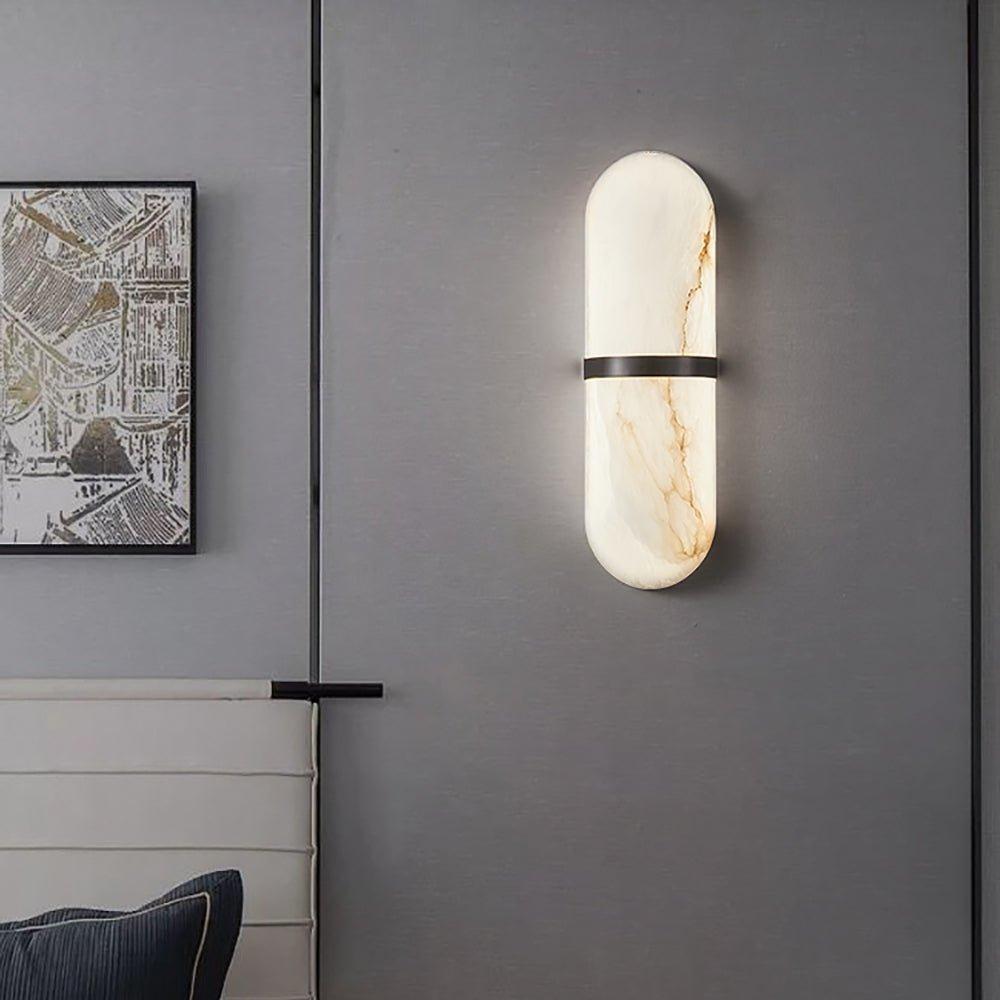 Modern Dimmable Wall Sconce Alabaster Brass Finish 6