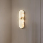 Modern Dimmable Wall Sconce Alabaster Brass Finish 7
