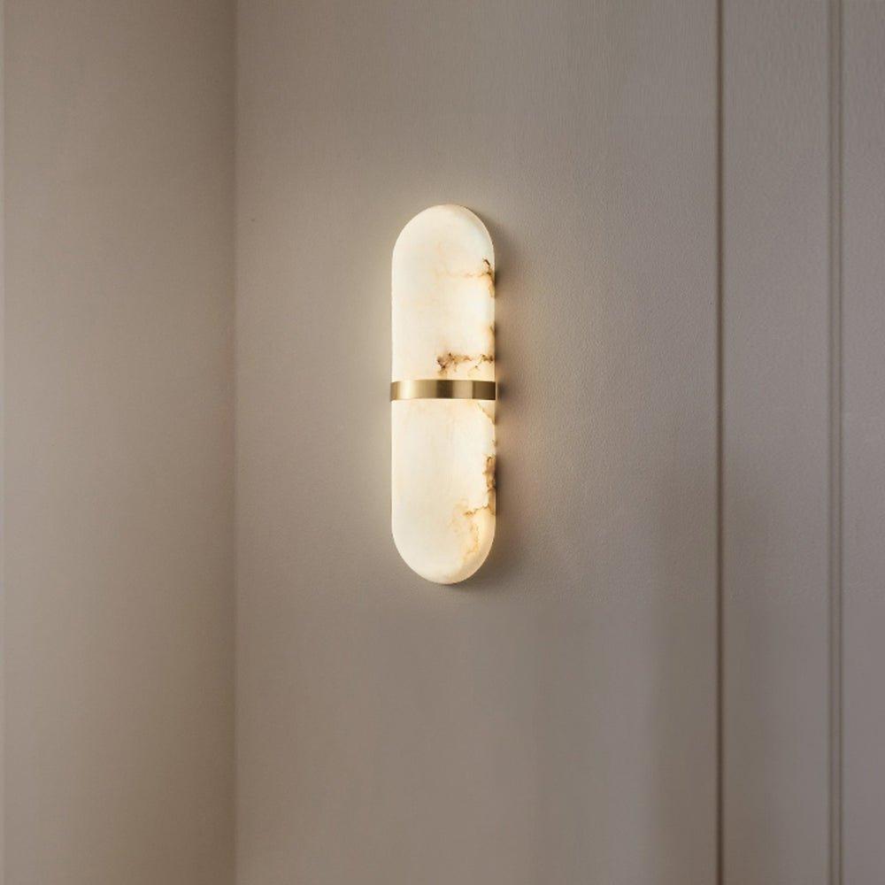 Modern Dimmable Wall Sconce Alabaster Brass Finish 7