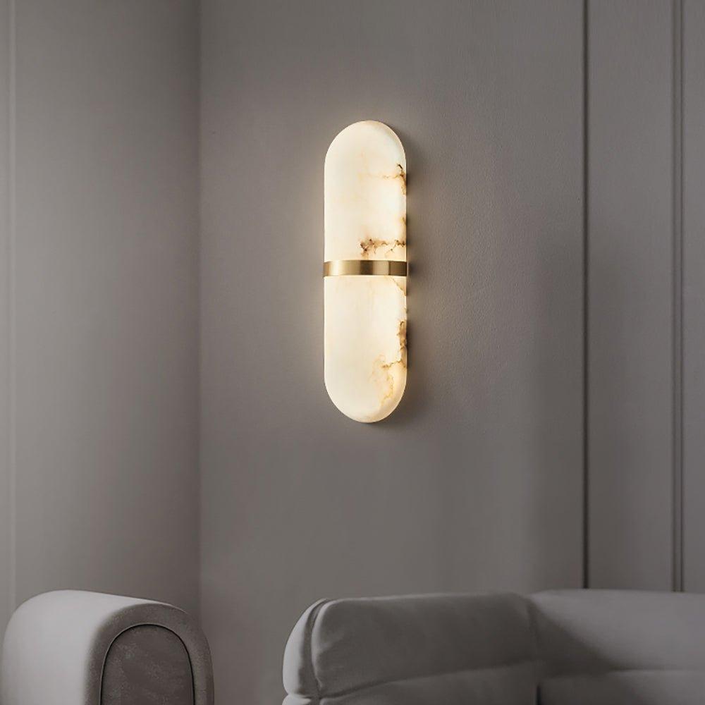 Modern Dimmable Wall Sconce Alabaster Brass Finish 8