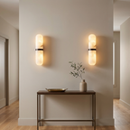 Modern Dimmable Wall Sconce Alabaster Brass Finish 87