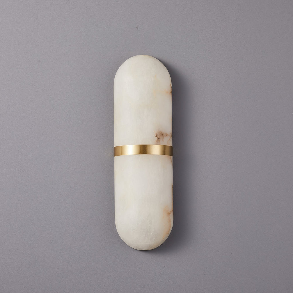 Modern Dimmable Wall Sconce Alabaster Brass Finish 9
