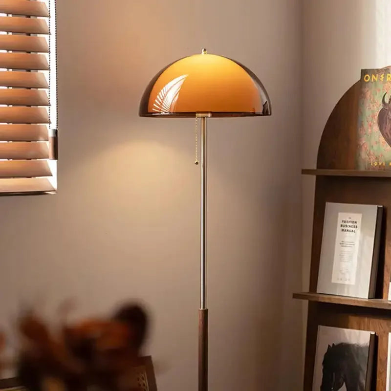 Modern Floor Lamp with Dark Brown Acrylic Globe for Cozy Lighting 1