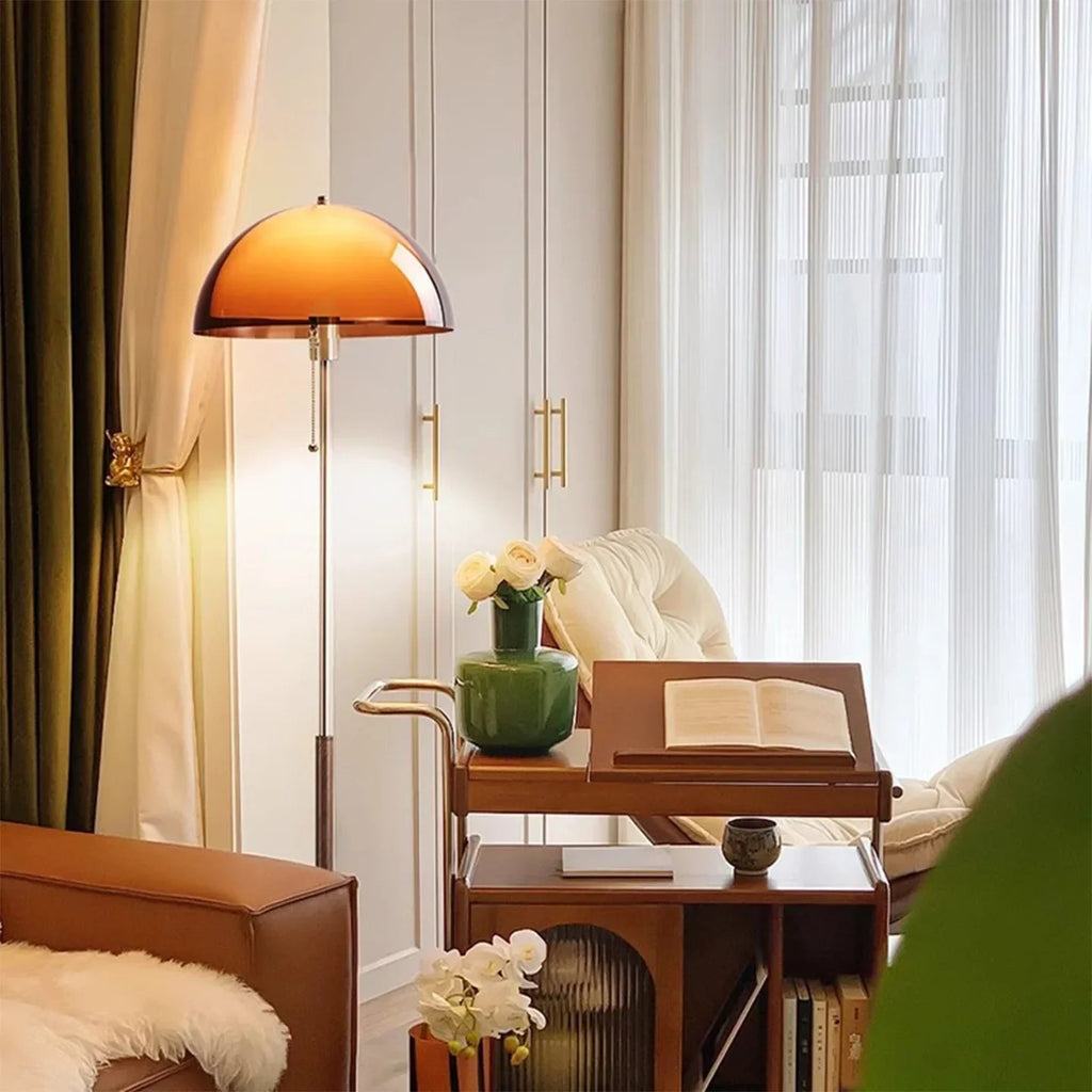 Modern Floor Lamp with Dark Brown Acrylic Globe for Cozy Lighting 2