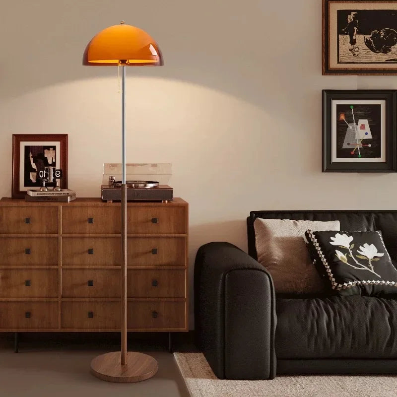 Modern Floor Lamp with Dark Brown Acrylic Globe for Cozy Lighting 4