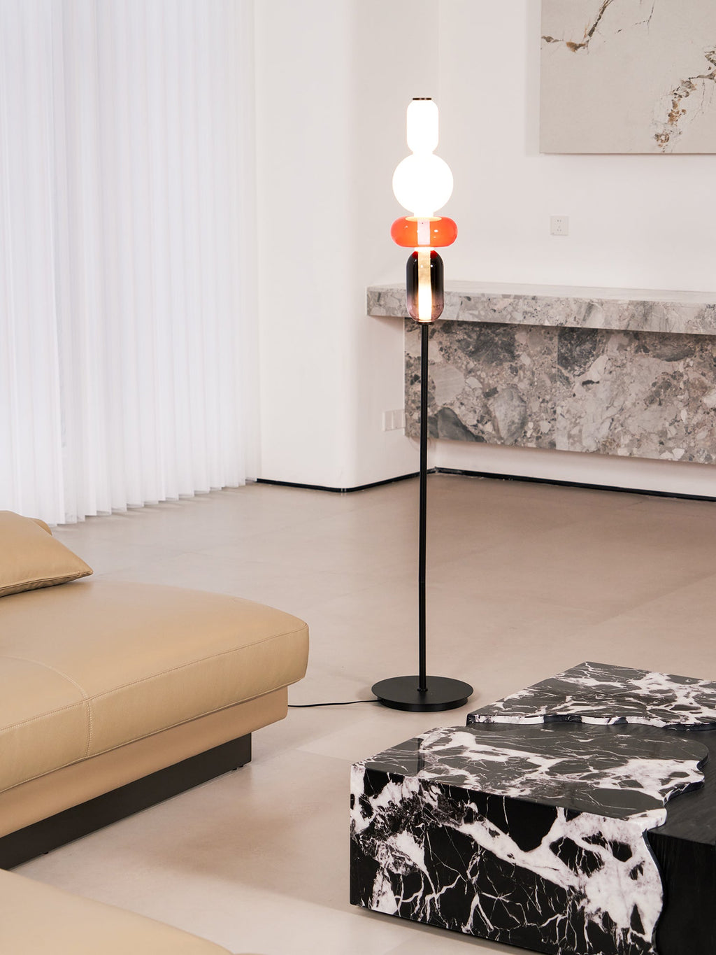 Modern Floor Lamp with Unique Glass Design and Integrated LED Light  4