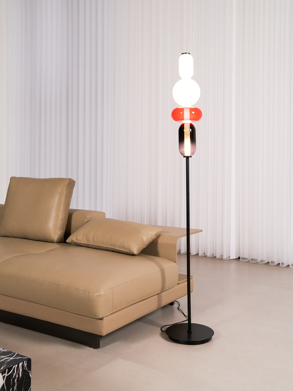 Modern Floor Lamp with Unique Glass Design and Integrated LED Light  6