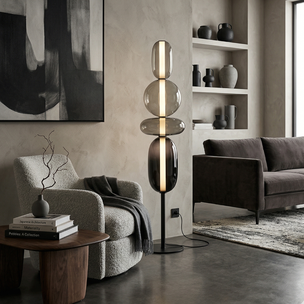 Modern Floor Lamp with Unique Glass Design and Integrated LED Light  88