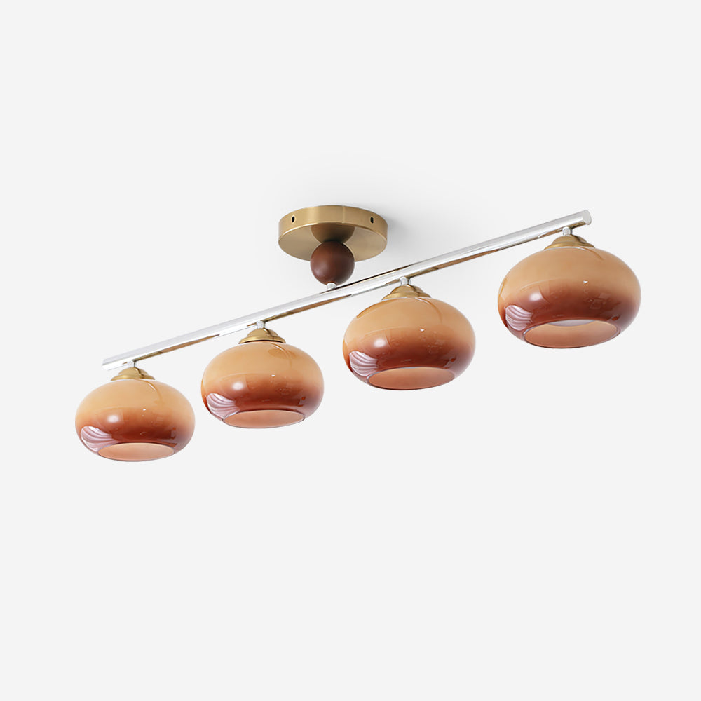 Modern Flush Mount Ceiling Light Fixture with Four Glass Shades - Chrome and Gold Finish 1