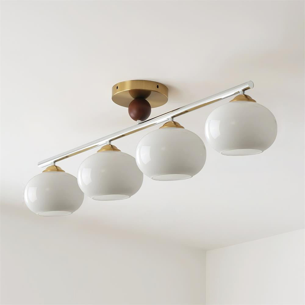 Modern Flush Mount Ceiling Light Fixture with Four Glass Shades - Chrome and Gold Finish 11