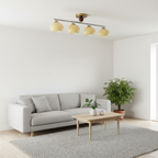 Modern Flush Mount Ceiling Light Fixture with Four Glass Shades - Chrome and Gold Finish 8