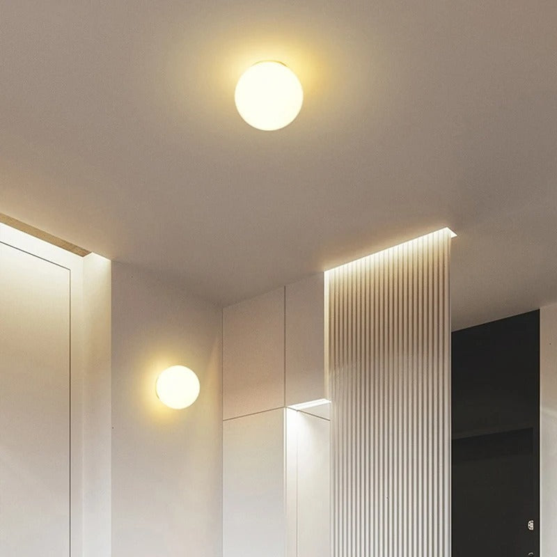 Modern Flush Mount Ceiling Light with White Glass Shade – Ideal for Bathrooms and Hallways 2