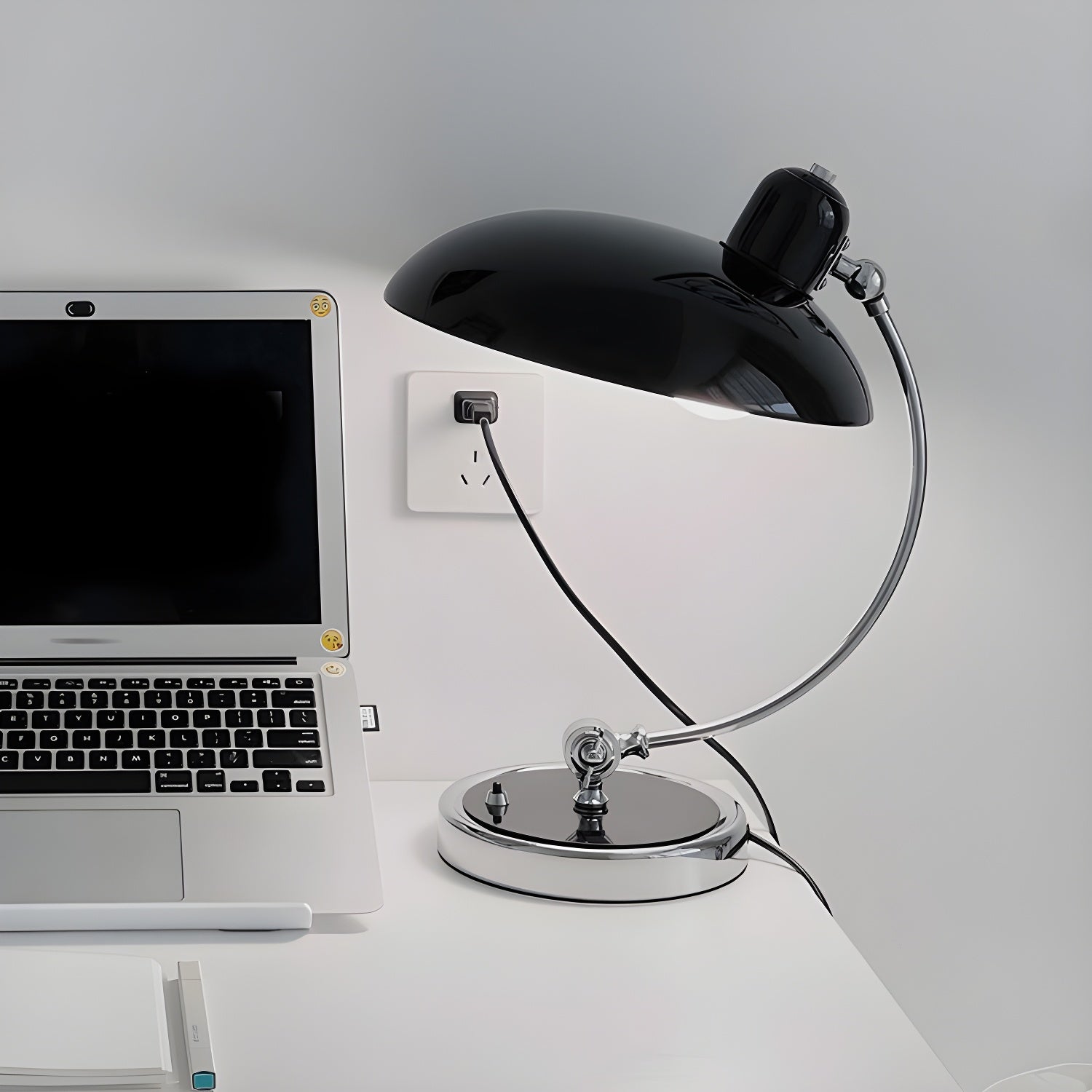 Modern Frosted Glass Desk Lamp Chrome Finish White 8