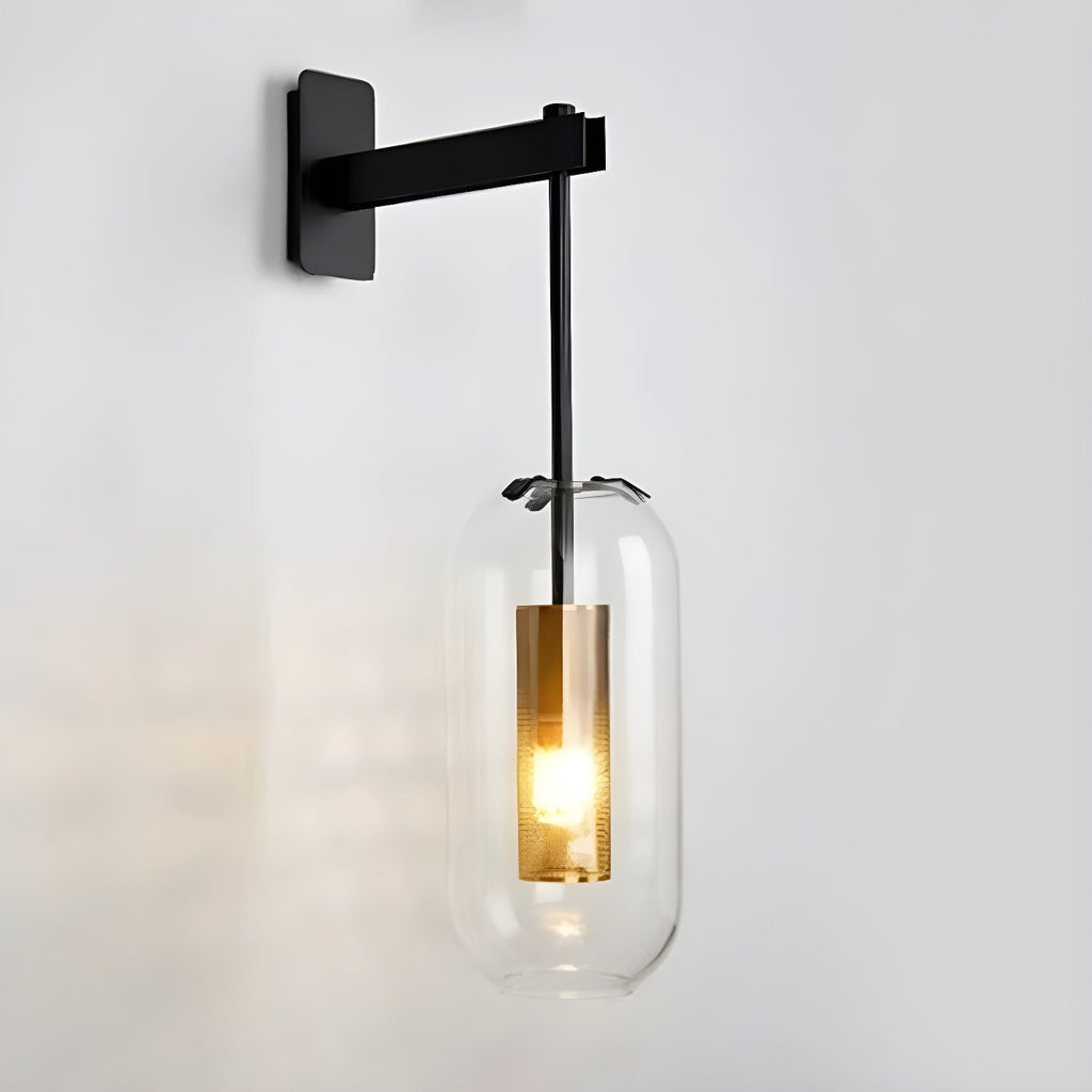 Modern Glass Accent Wall Sconce with Steel Finish 12